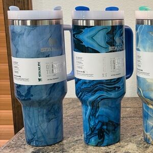 Set of Stanley Blue Marble Tumblers